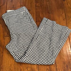 J. Crew Women's Navy and White Checkered Cropped Pants